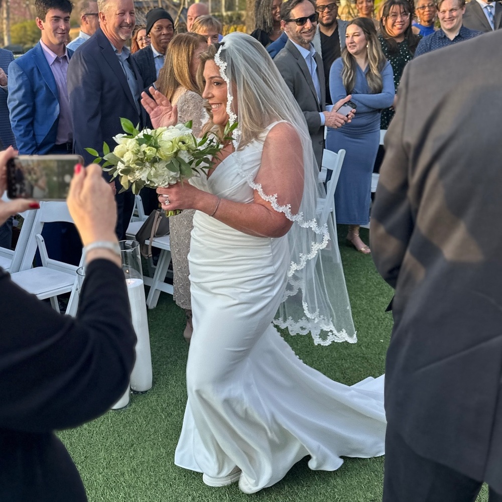 Mikaella By Paloma Blanca Crepe Wedding Dress Style 2354